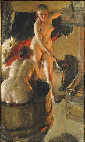Anders Zorn Girls from Dalarna Having a Bath Norge oil painting art